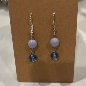 Elegant Silver and Purple/Blue Dangle Earrings by college student NWT
